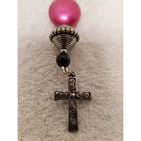 Four hot pink and silver Christmas icicle ornament c3 - Picture 8 of 13